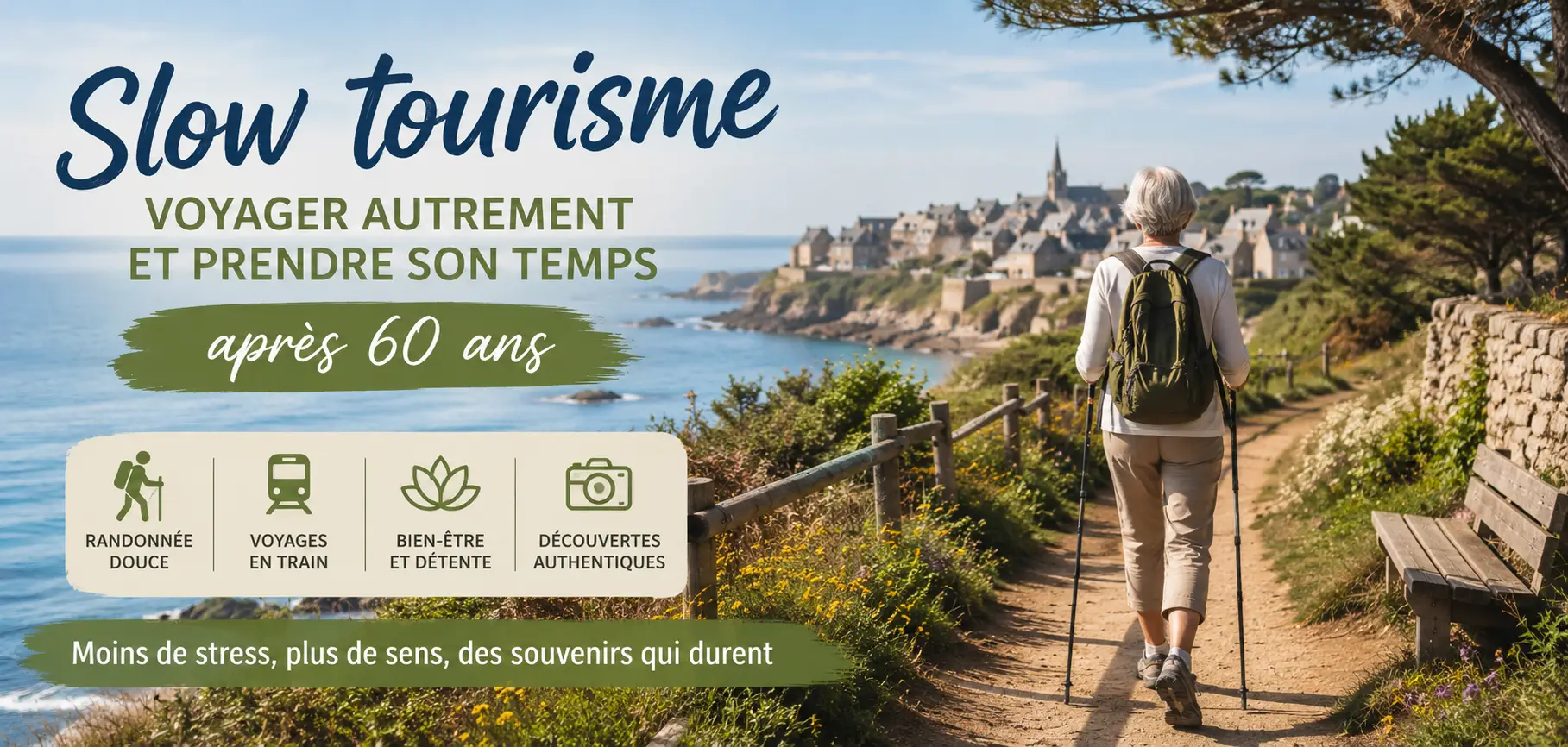 Bienvenue sur le blog retraite en forme pour préparer votre retraite ! 9 Slow tourisme après 60 ans pour voyager autrement